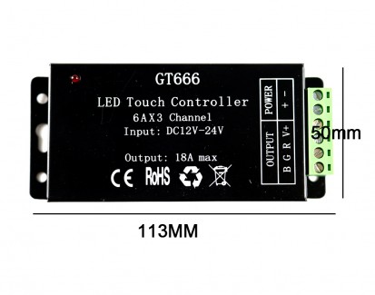Фото3 LT-CTR72 - RGB Контроллер, 18А + пульт ДУ радио 8 кнопок