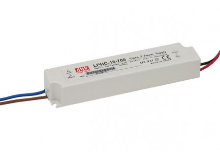 Фото1 LPHC-18-700 - Драйвер светодиода влагозащитный, 220VAC>6-25VDC, 18Вт, 700 mа