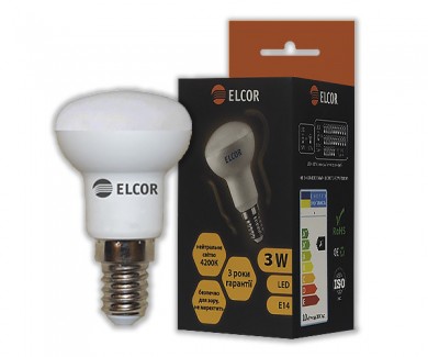 Фото1 Лампа LED R39 3Вт Е14 4200K ELCOR