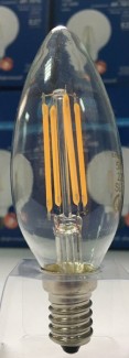 Фото3 SLL E14-C35-4W - LED лампа филамент, 4W, тип С35, цоколь E14, свеча
