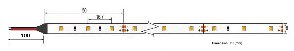Схема модулей LED-ленты KS12283560cw8mm 